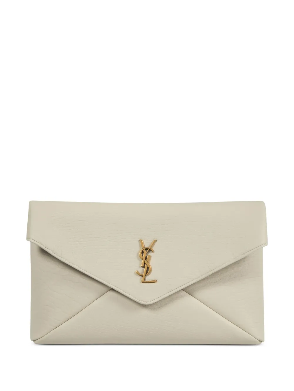 Saint Laurent Busta Leather Clutch Bag In Neutrals