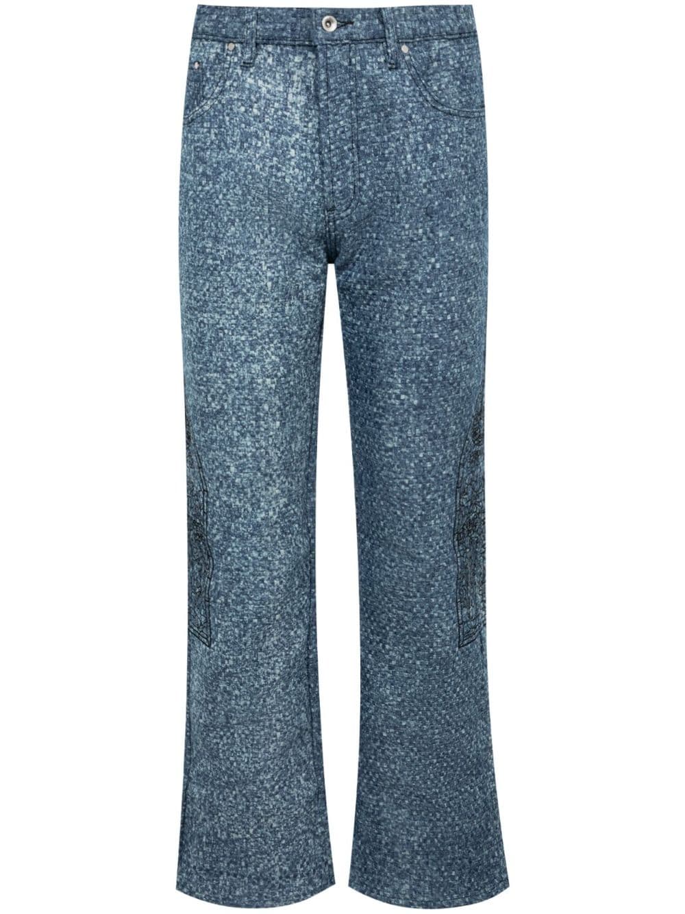 Who Decides War Straight jeans met geweven design Blauw
