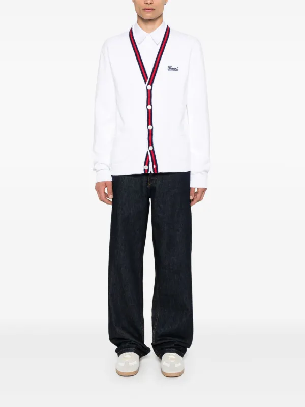 Gucci logo-embroidered Cardigan | White | FARFETCH