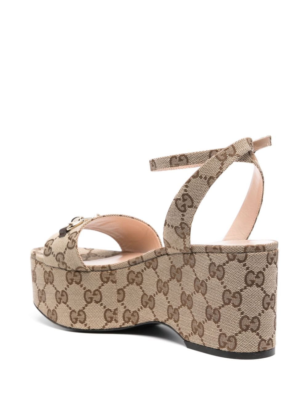 Gucci 75mm Horsebit sandalen met plateauzool Beige