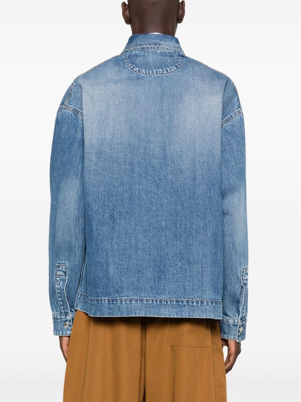 Shop Jacquemus La Chemise Logo-embroidered Denim Shirt In Blue