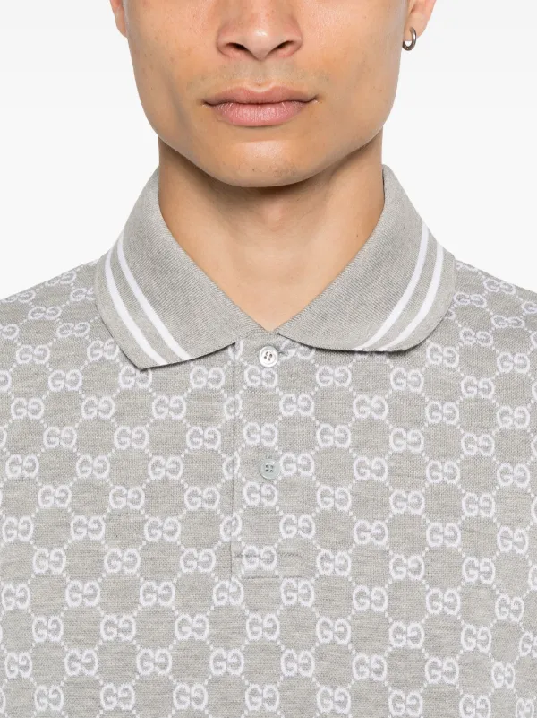 Gucci GG Jacquard Polo Shirt Grey FARFETCH UK