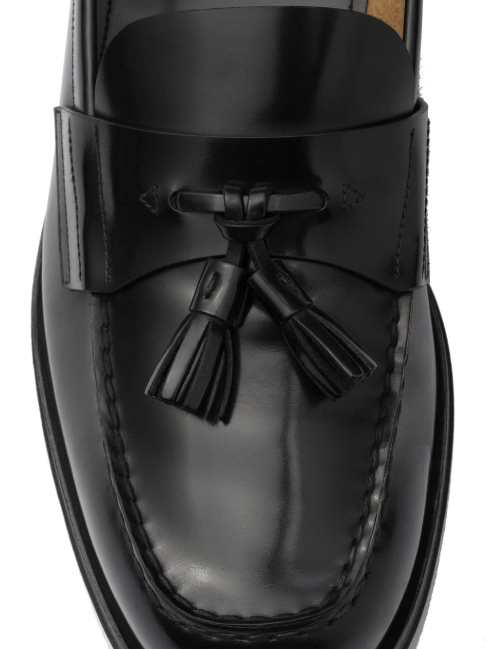 Shop Prada Tassel-detail Leather Loafers In Black