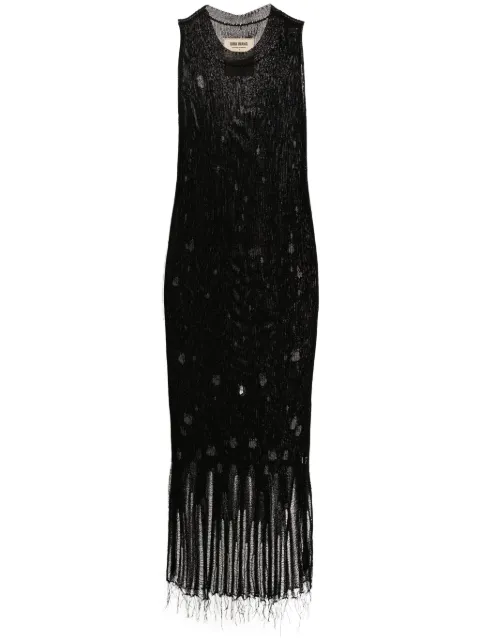 Uma Wang fine-knit distressed maxi dress