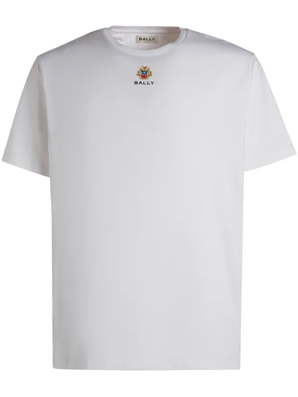 【送料&関税込】Bally Logo-printed Crewneck T-shirt Bally logo-embroidered crew-neck T-shirt | White | FARFETCH