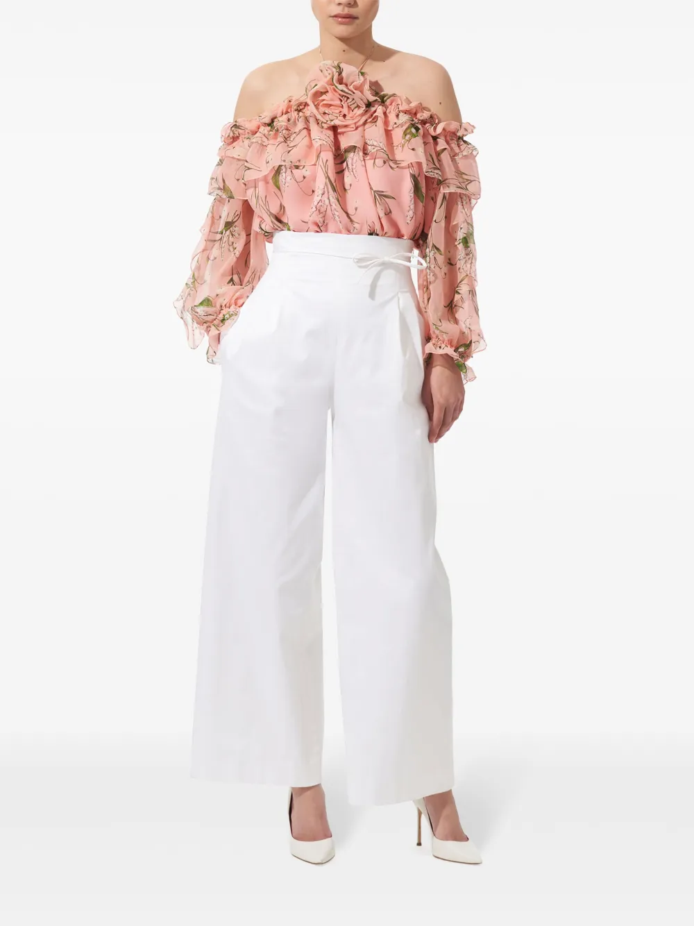 Carolina Herrera Blouse met bloemenprint van zijde-chiffon - Roze