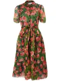 Carolina Herrera tulip-print silk shirt dress - Green