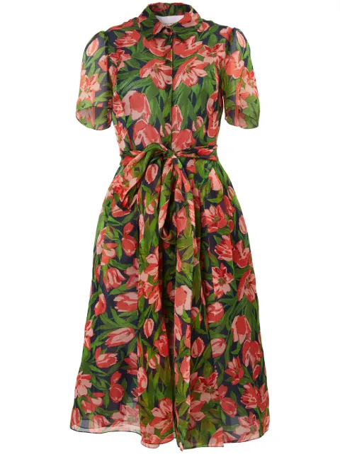 Carolina Herrera tulip-print silk shirt dress Women