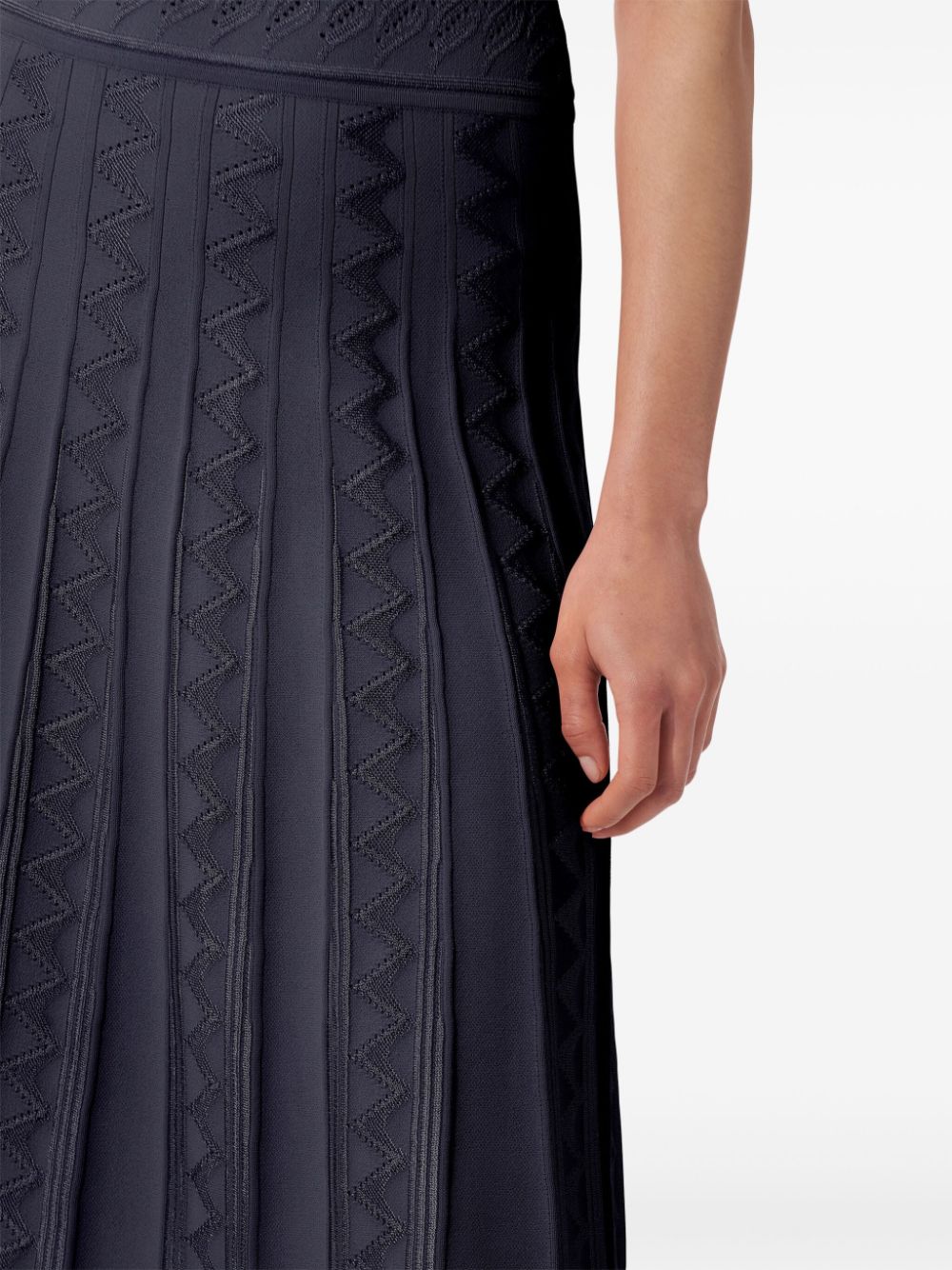 Shop Carolina Herrera Pointelle-knit Midi Dress In Blue