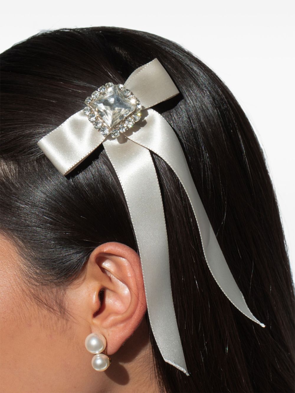 Shop Jennifer Behr Zora Silk Bow Barrette In 白色