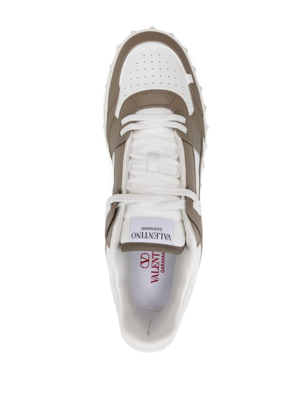 Shop Valentino Rockstud Lace-up Sneakers In White