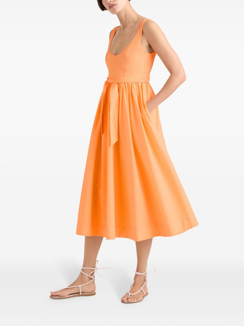 Shop Cinq À Sept Kilah Draped Midi Dress In Orange