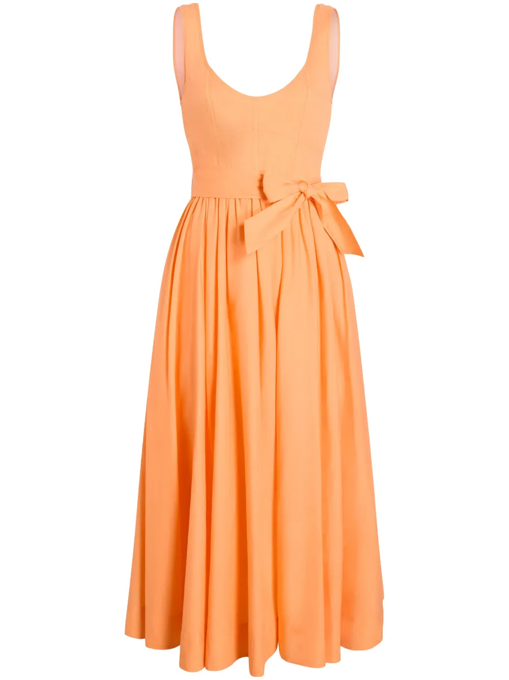 Cinq À Sept Kilah Draped Midi Dress In Orange