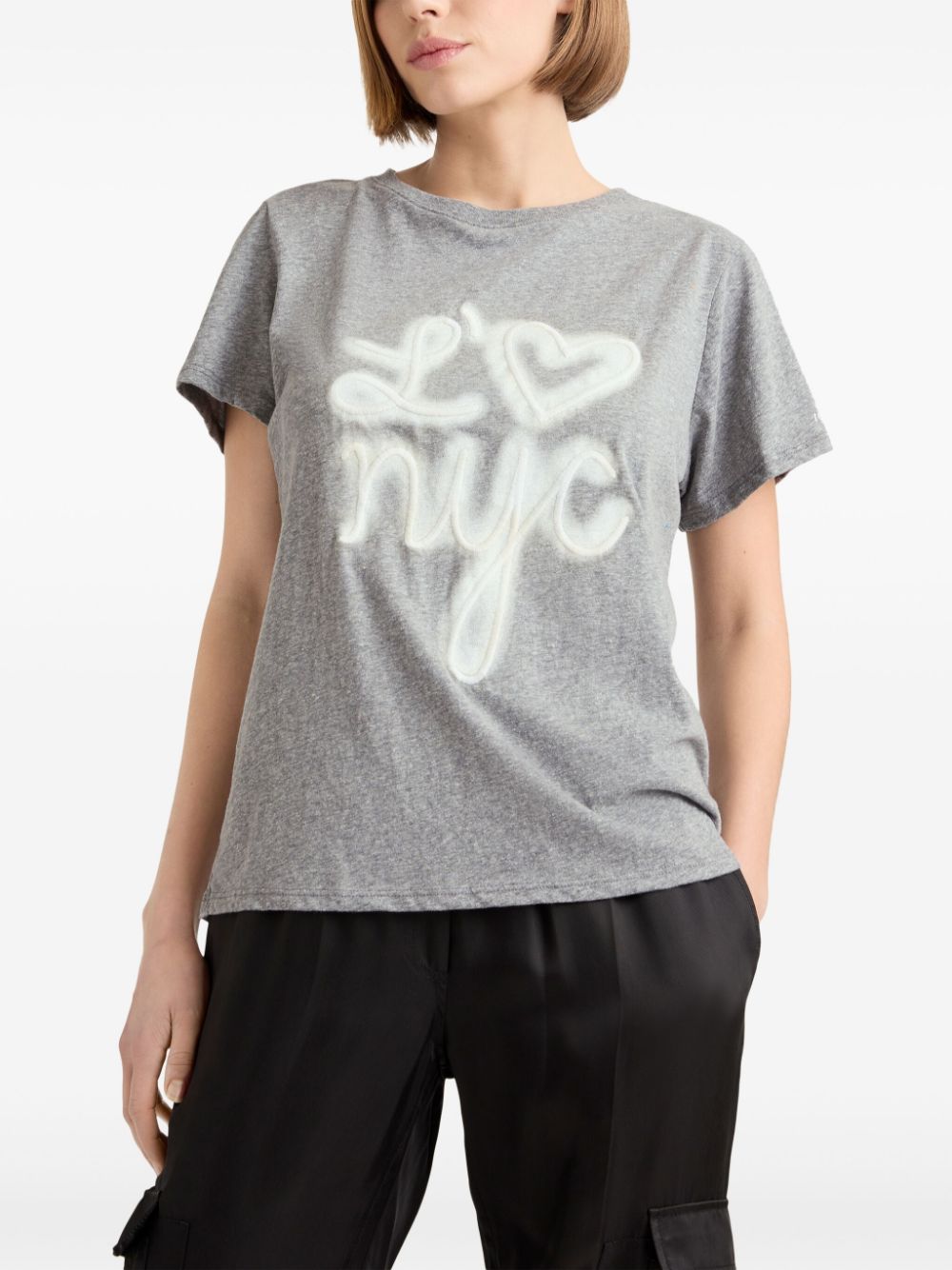 Shop Cinq À Sept Slogan-print Cotton T-shirt In Grey