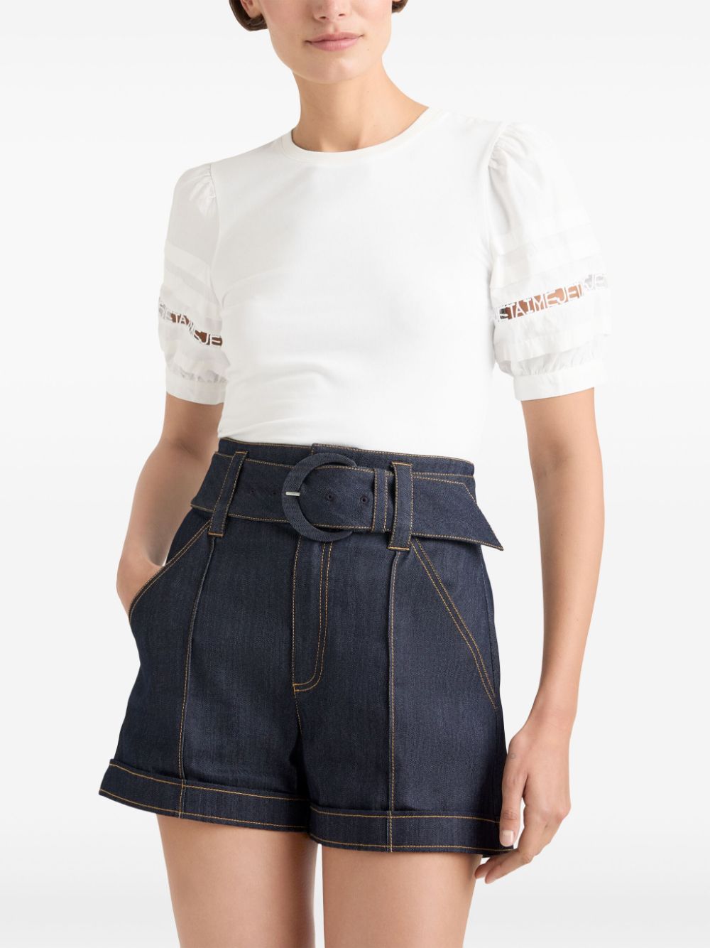 Shop Cinq À Sept Corianna Ruffle-detail Cotton T-shirt In White