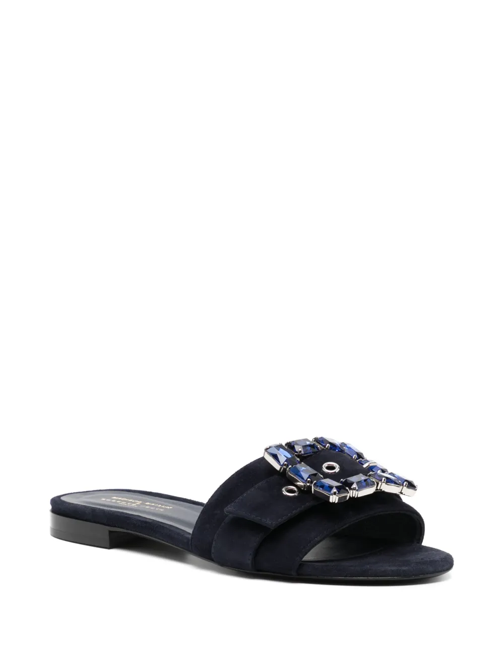 Shop Madison.maison Madison Maison Fade Jeweled Buckle Khaki Sandal In Blue