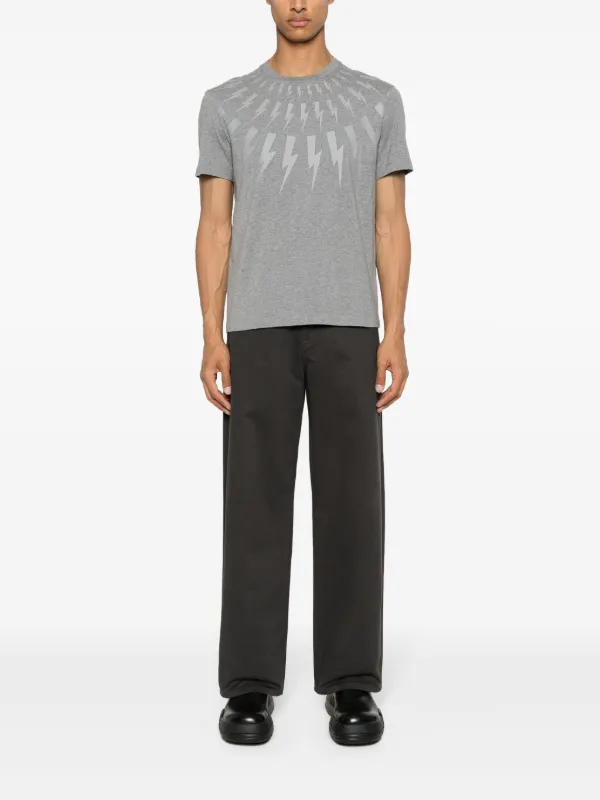 Neil Barrett 半袖 Tシャツ グレー Mサイズ Neil Barrett bolt-print Cotton T-shirt | Grey | FARFETCH