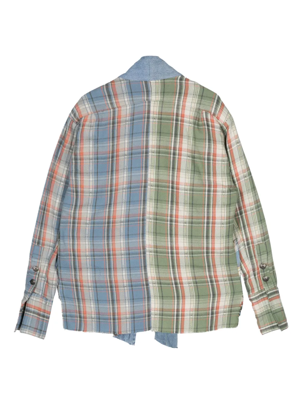 Greg Lauren Geruit shirtjack Blauw