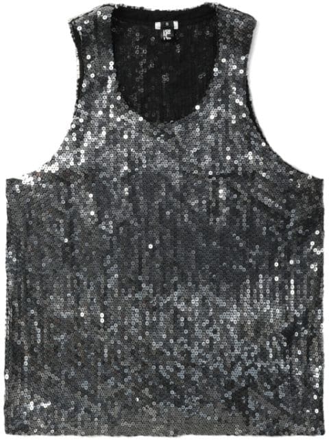 Black Comme Des Garçons camiseta bordada con lentejuela