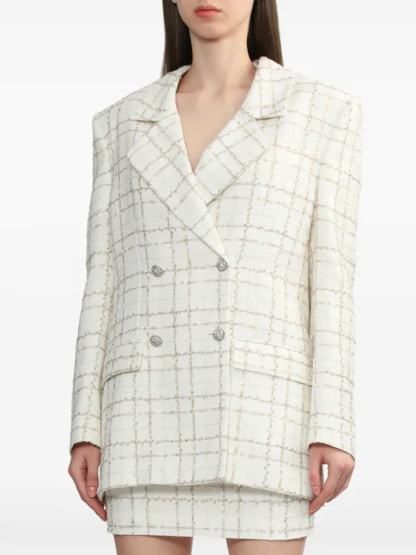 Alessandra Rich double-breasted Tweed Blazer | White | FARFETCH