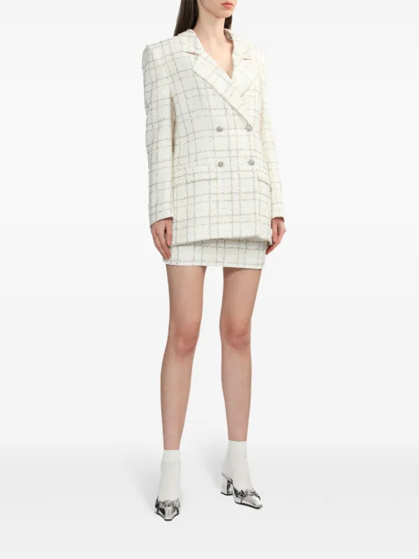 Alessandra Rich double-breasted Tweed Blazer | White | FARFETCH