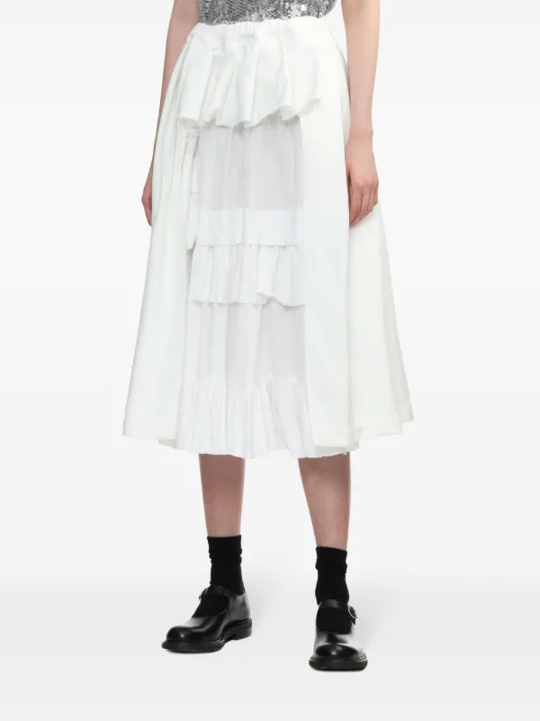 Black Comme Des Garçons ruffle-detail Pleated Midi Skirt