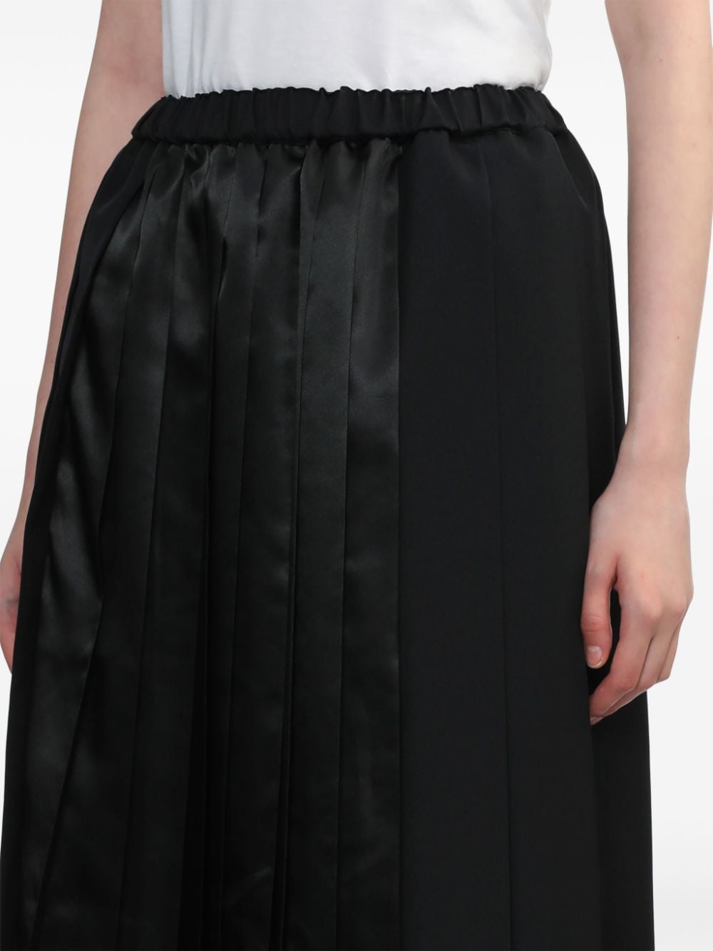 Shop Black Comme Des Garçons Pleated Midi Skirt In Black