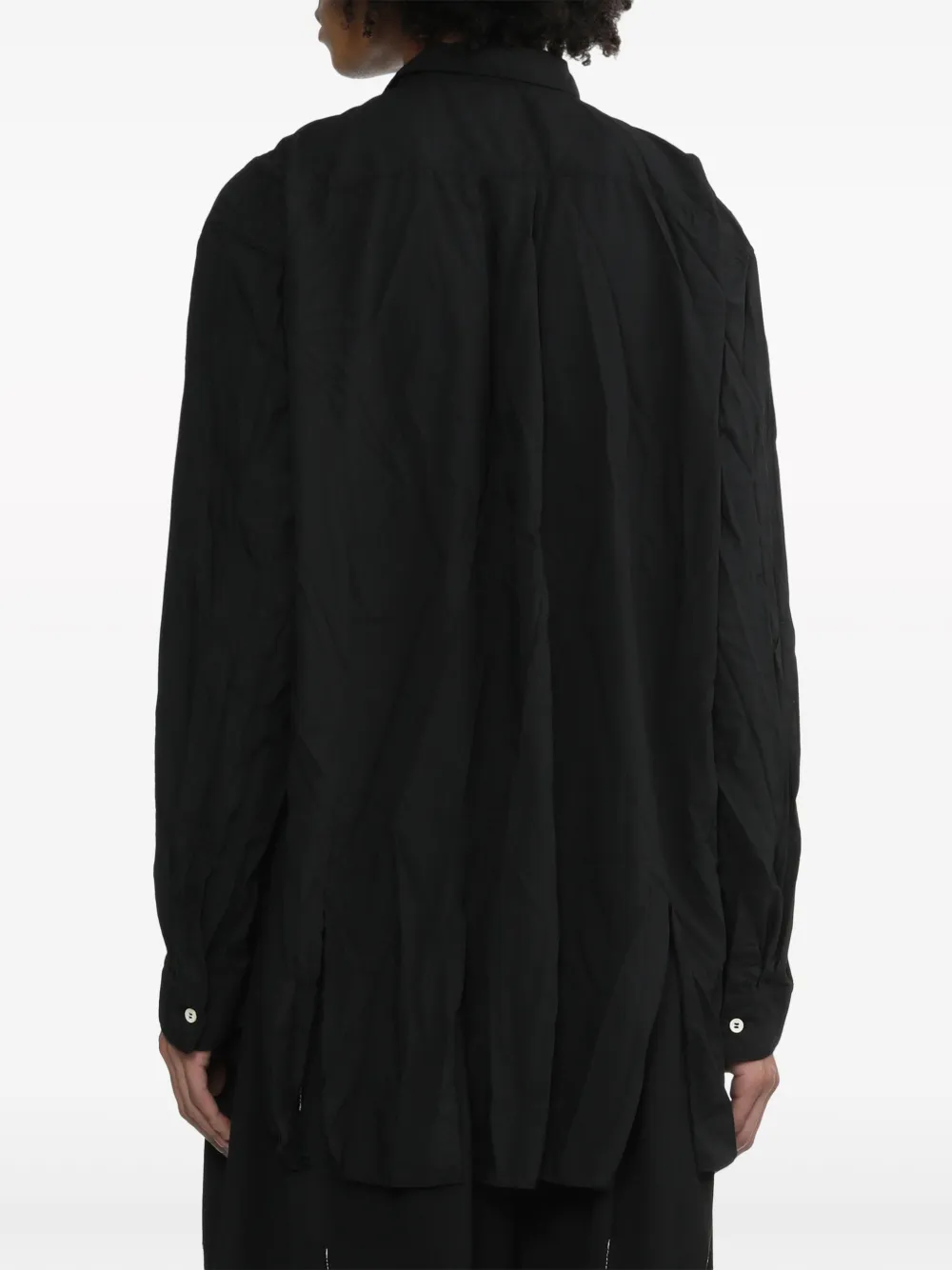 Shop Black Comme Des Garçons Frayed Asymmetric-hem Shirt In Black