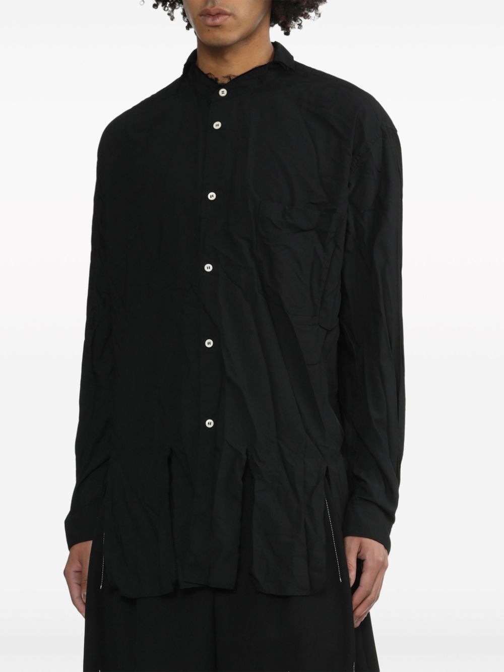 Black Comme Des Garcons frayed asymmetric-hem shirt Men