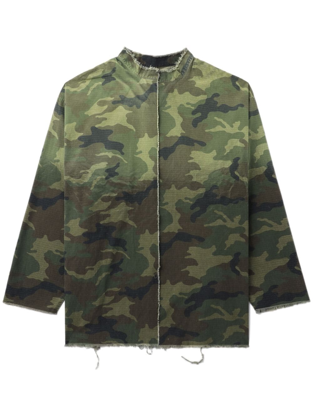 424 Camouflage-print Distressed-hem Jacket In Green