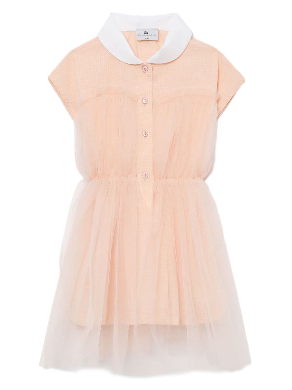 Raspberry Plum Kids' Tulle-overlay Button-up Dress In Pink