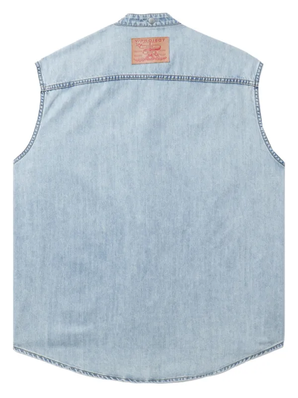 Y/Project Patch Pocket Detailing Denim Vest | Blue | FARFETCH RO