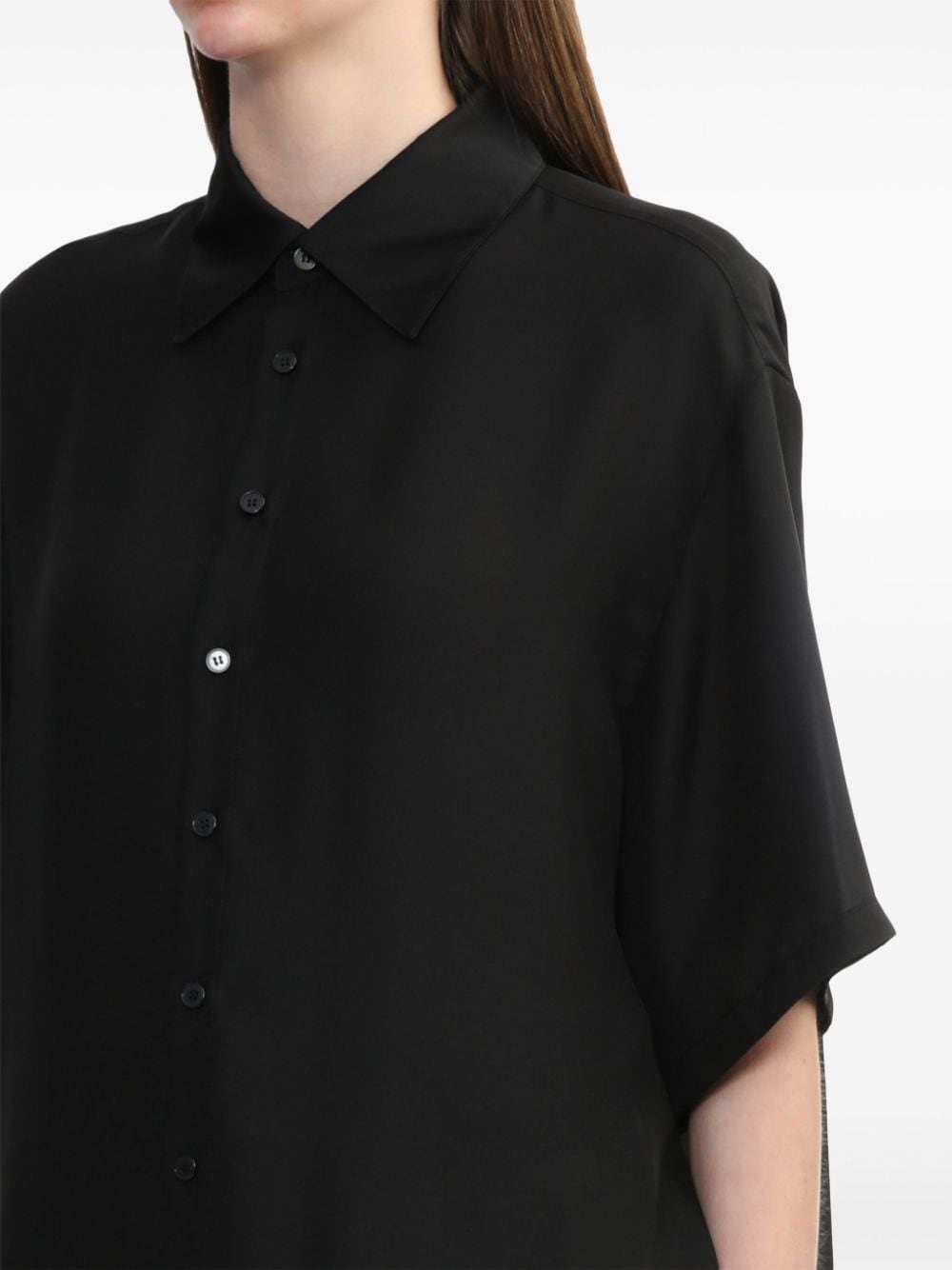 Shop Kimhēkim Drop-shoulder Button-up Shirt In Black