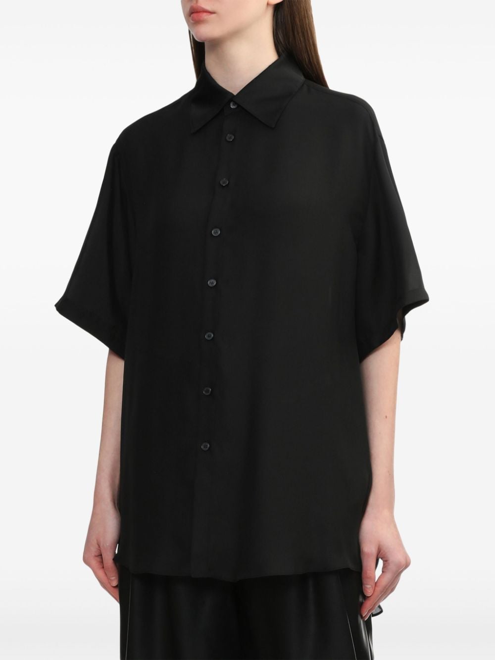 Shop Kimhēkim Drop-shoulder Button-up Shirt In Black