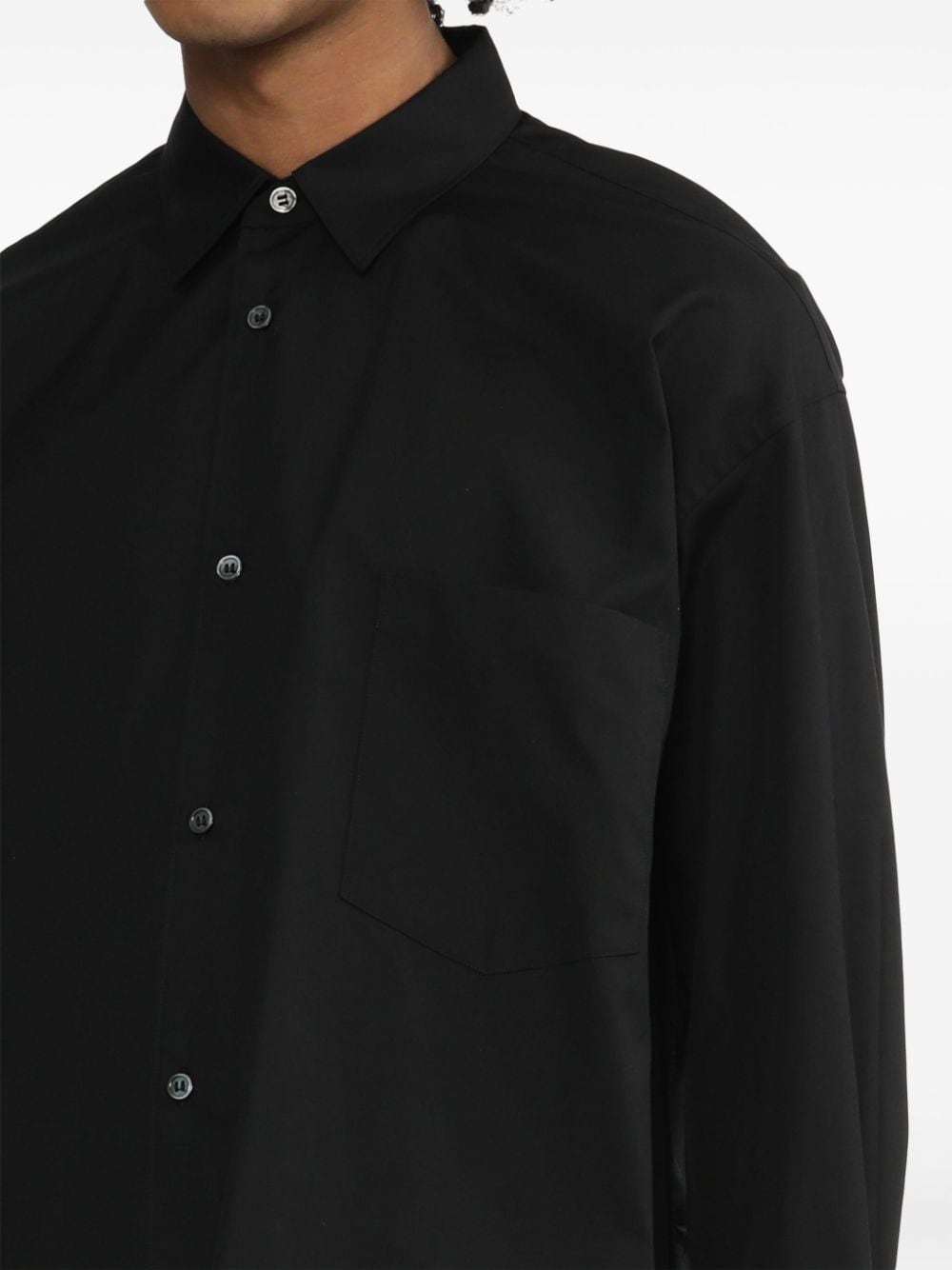 Shop Black Comme Des Garçons Satin-panelled Cotton Shirt In Black