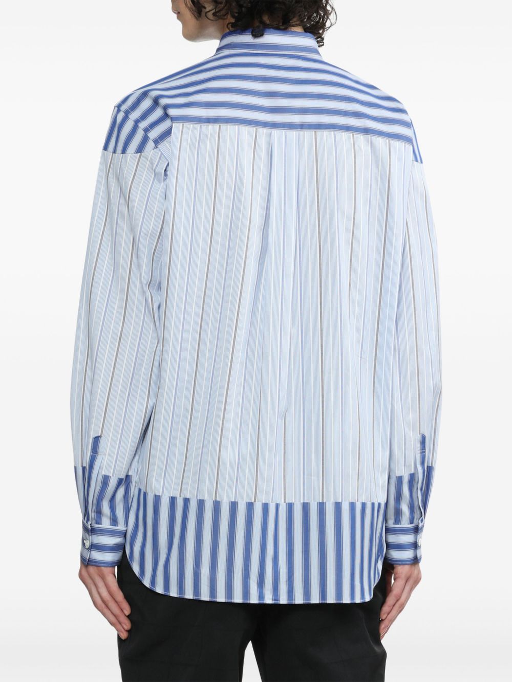 Shop Comme Des Garçons Homme Deux Striped Panelled Shirt In Blue