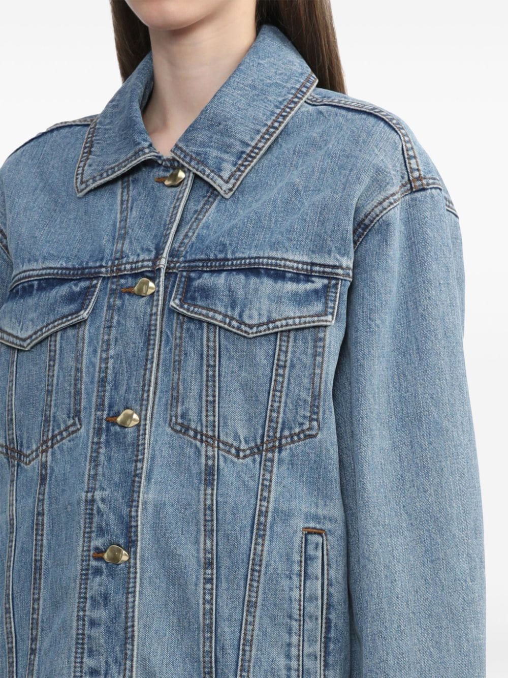 Shop Aje Spread-collar Denim Jacket In Blue