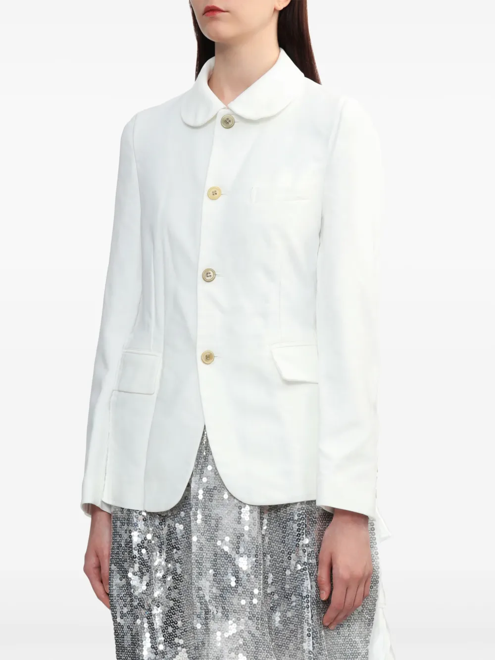 Black Comme Des Garçons Jack met enkele rij knopen Wit