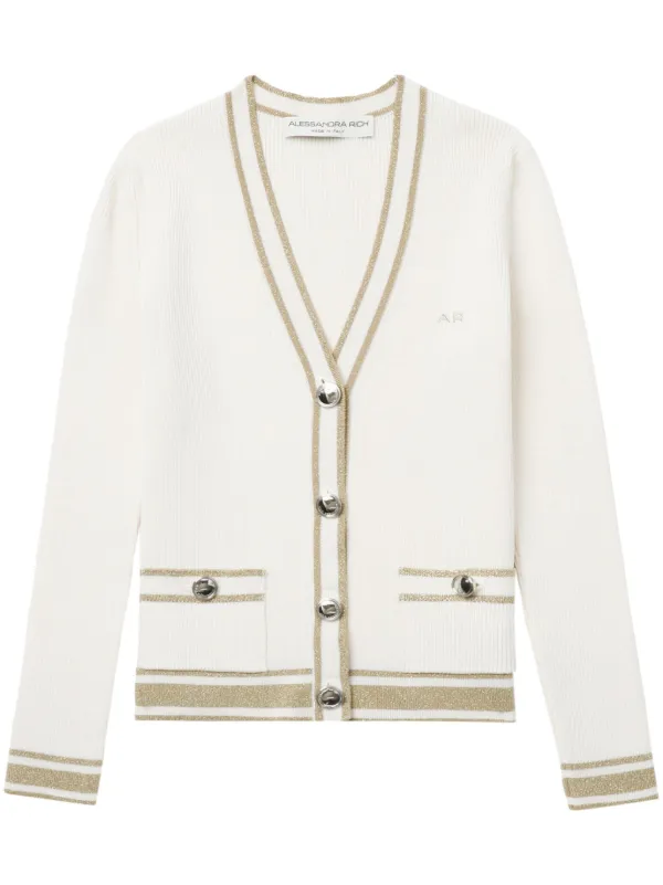 Alessandra Rich Cable-knit Cardigan in White