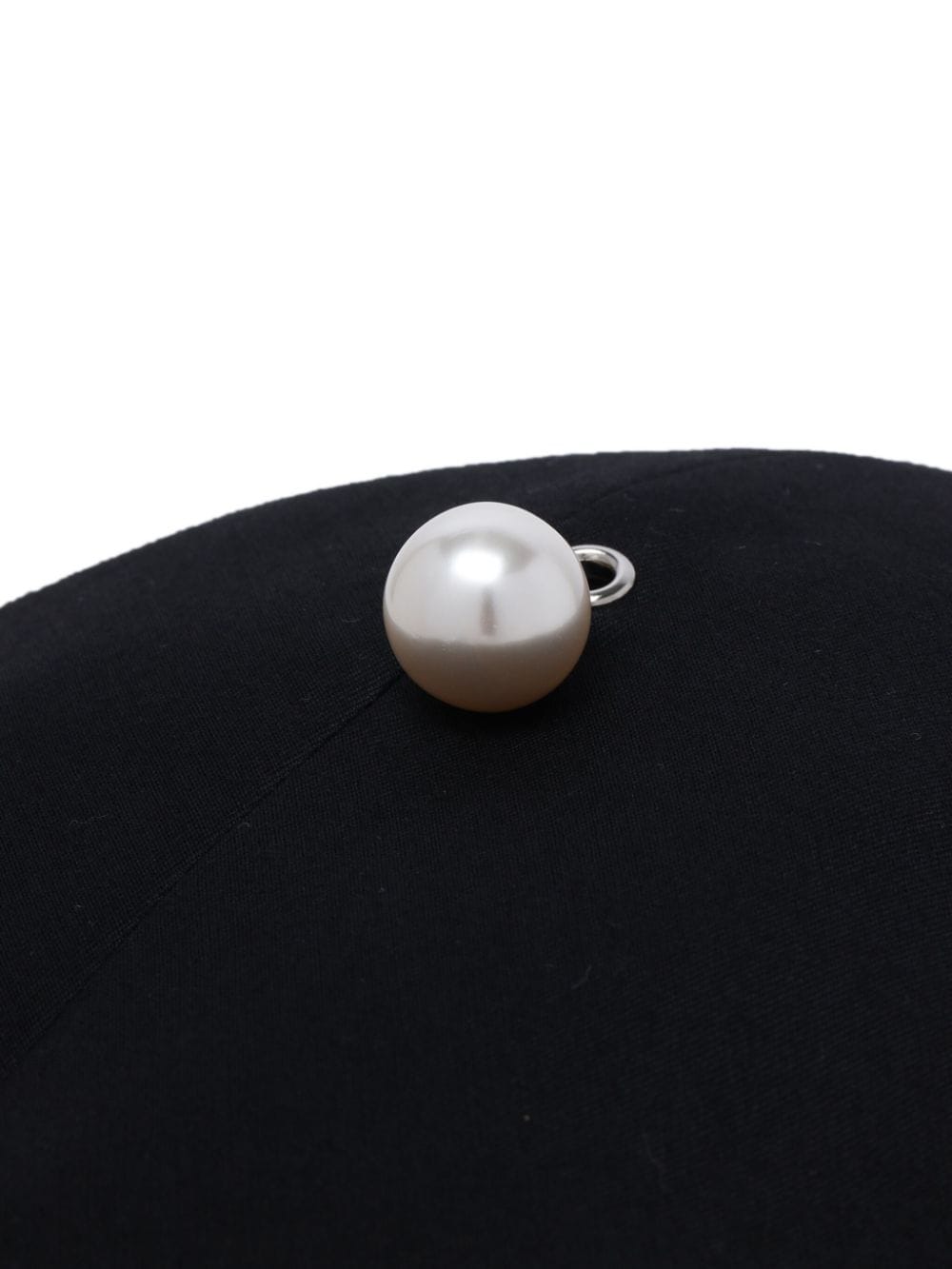 Shop Kimhēkim Knitted Pearl-appliqué Beret Hat In Black