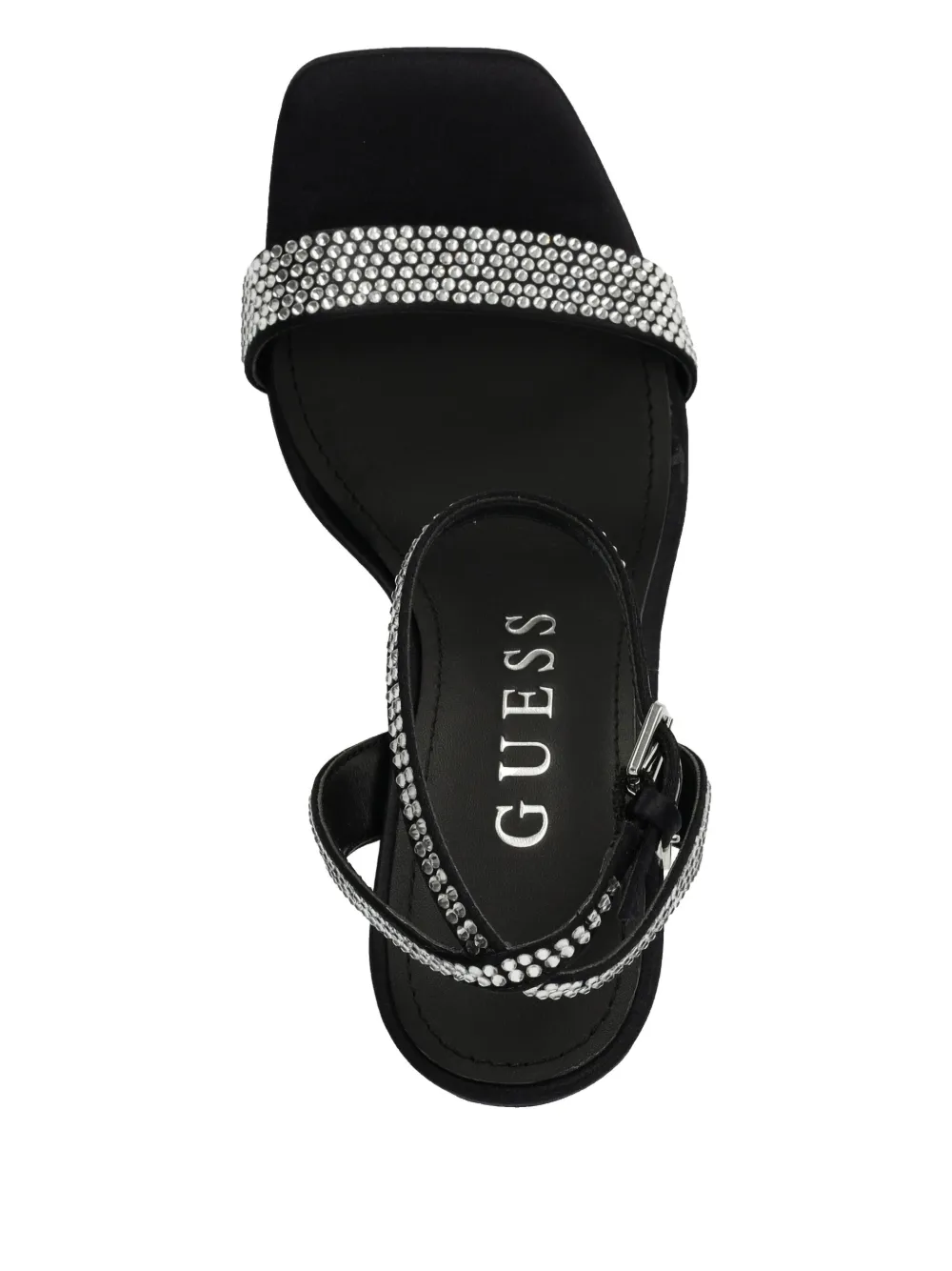 GUESS USA 115mm rhinestone satin sandals Black