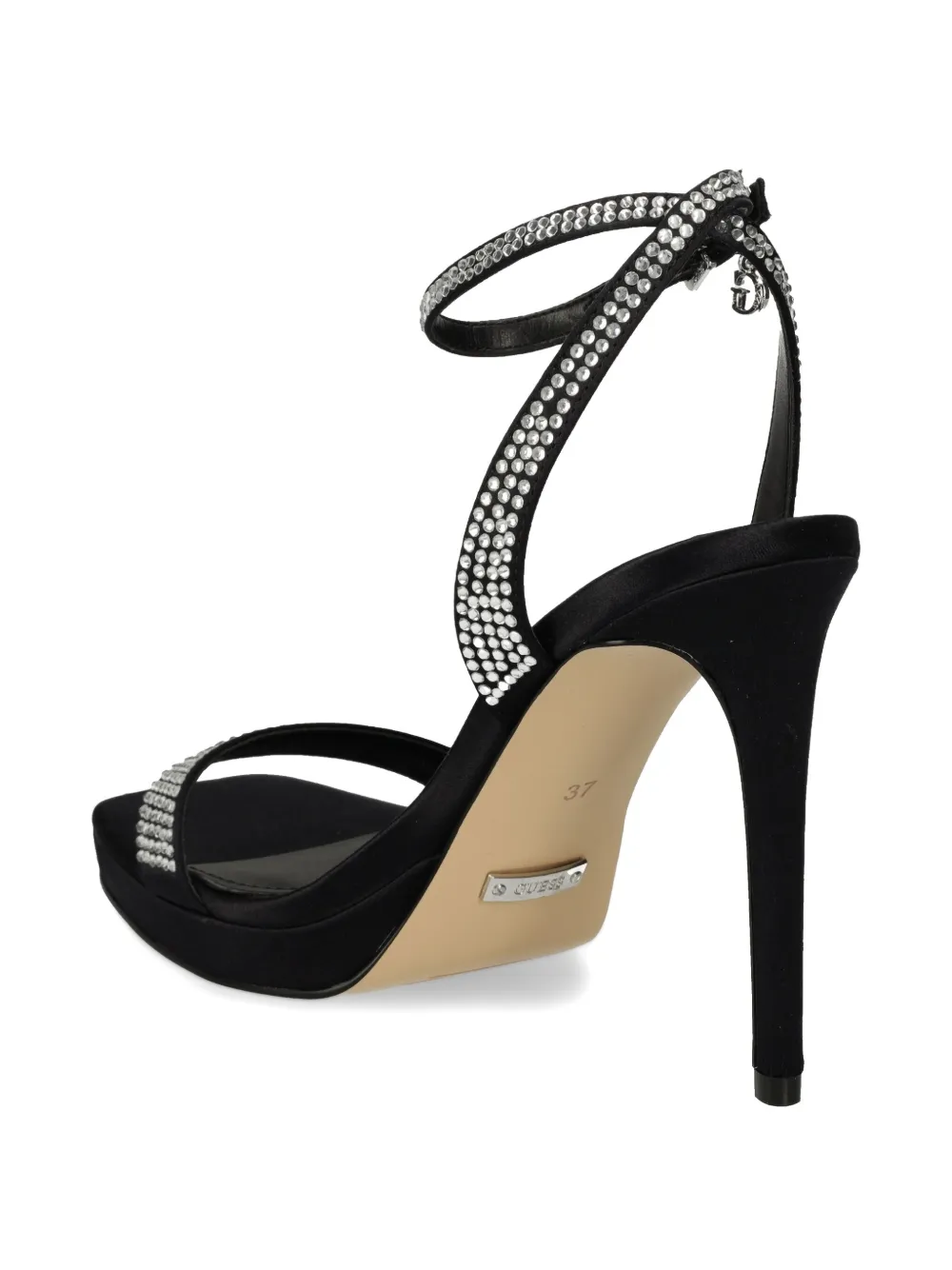 GUESS USA 115mm rhinestone satin sandals Black