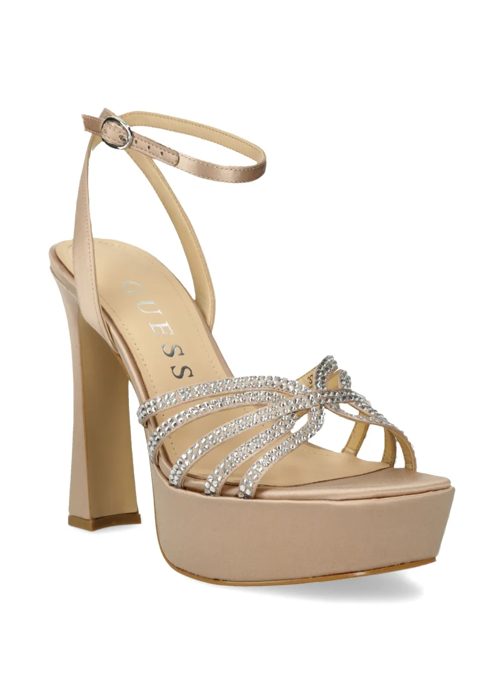 GUESS USA 135mm rhinestone-satin sandals Neutrals