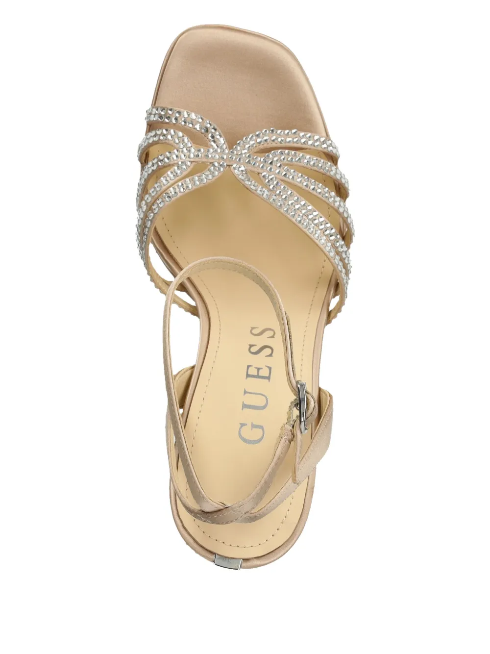 GUESS USA 135mm rhinestone-satin sandals Neutrals