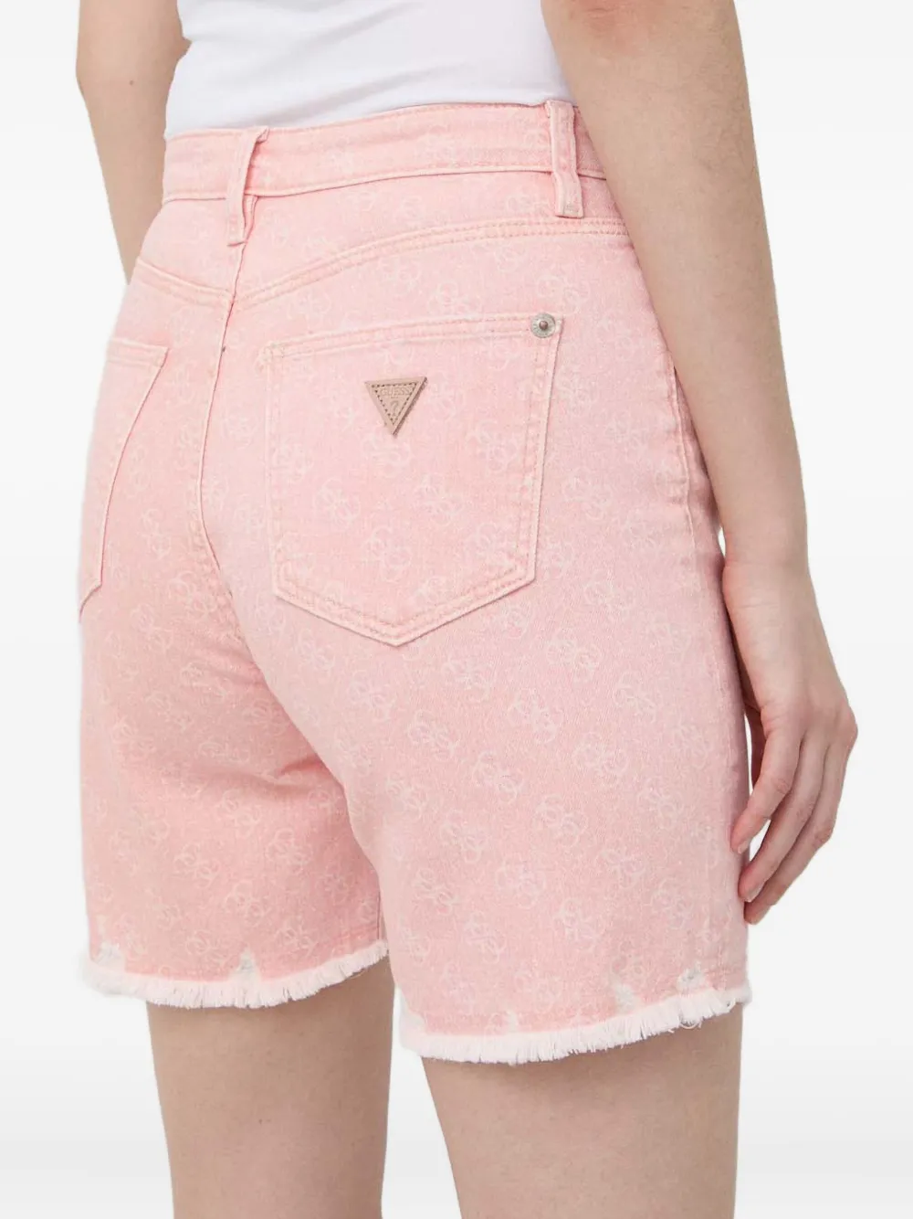Guess Usa Frayed Pattern Shorts In Pink