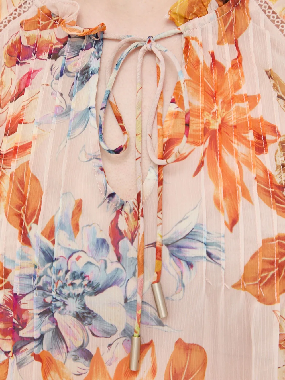 Guess Usa Floral Tie Blouse In Multi