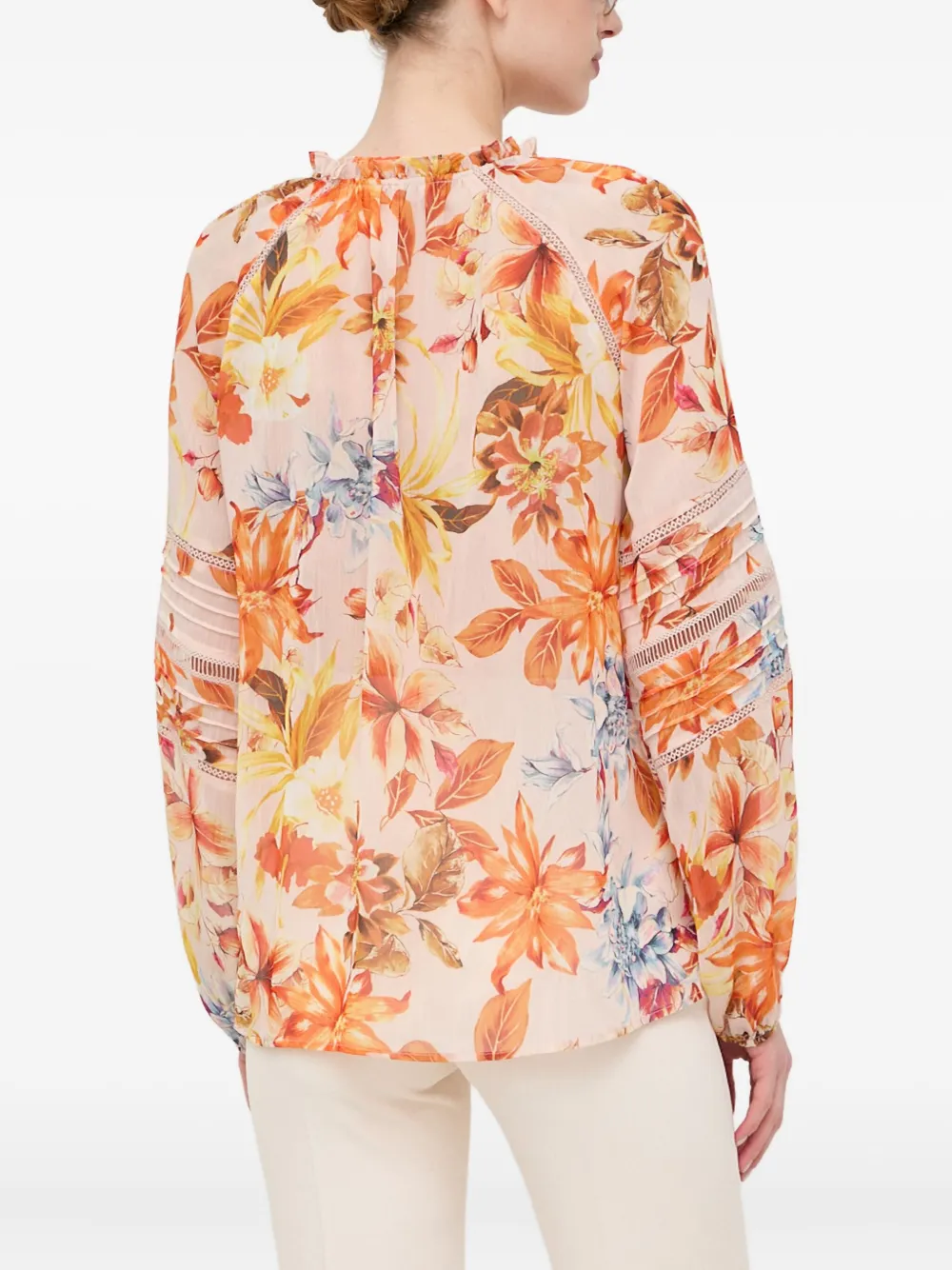 Guess Usa Floral Tie Blouse In Multi