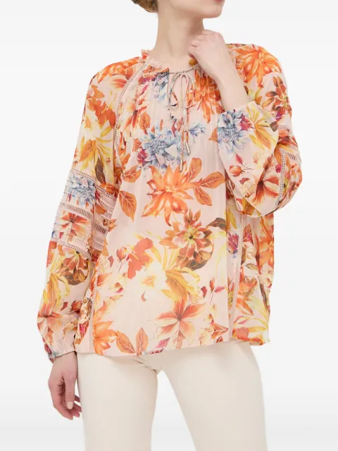 GUESS USA floral tie blouse
