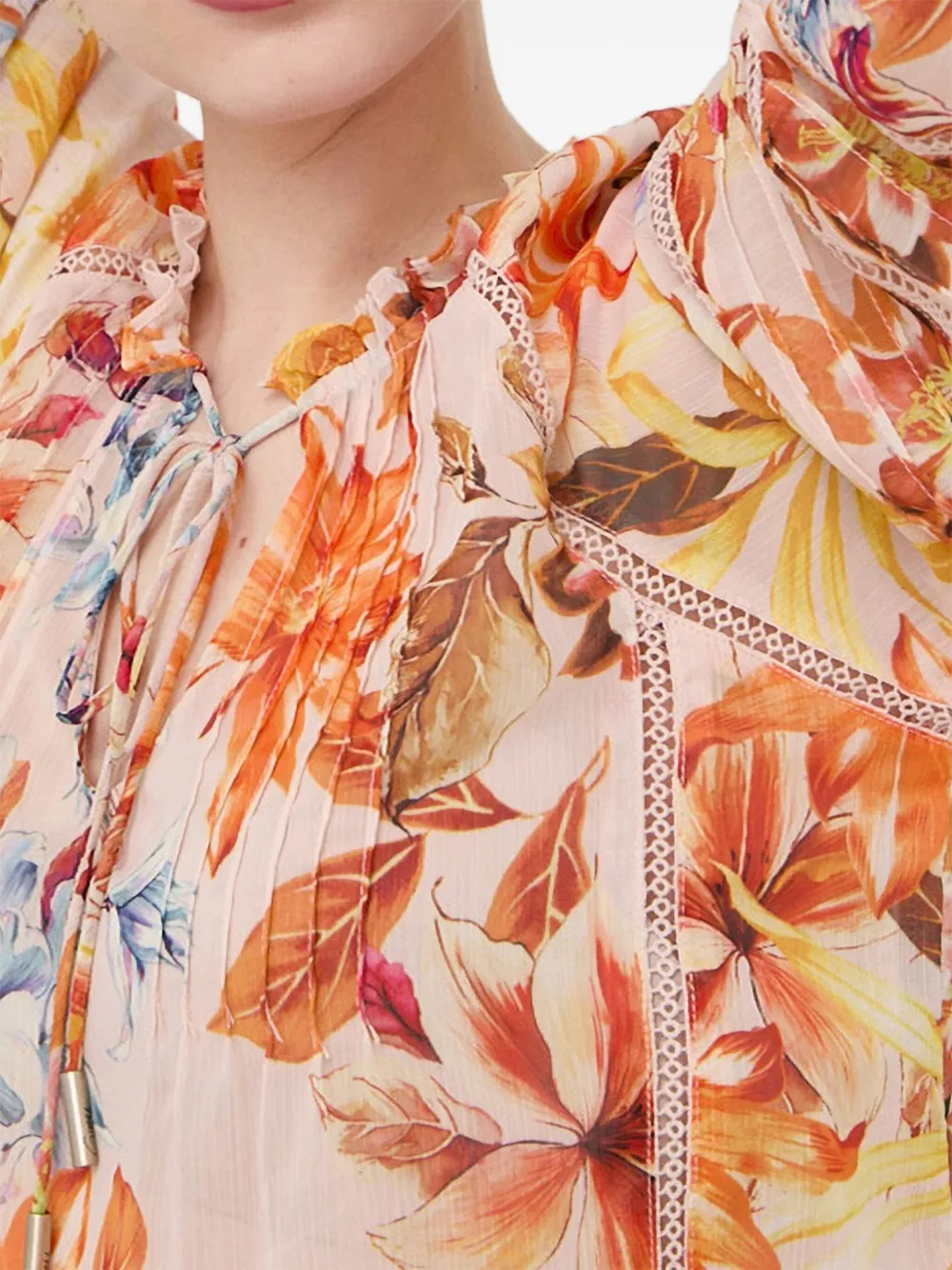 Guess Usa Floral Tie Blouse In Multi