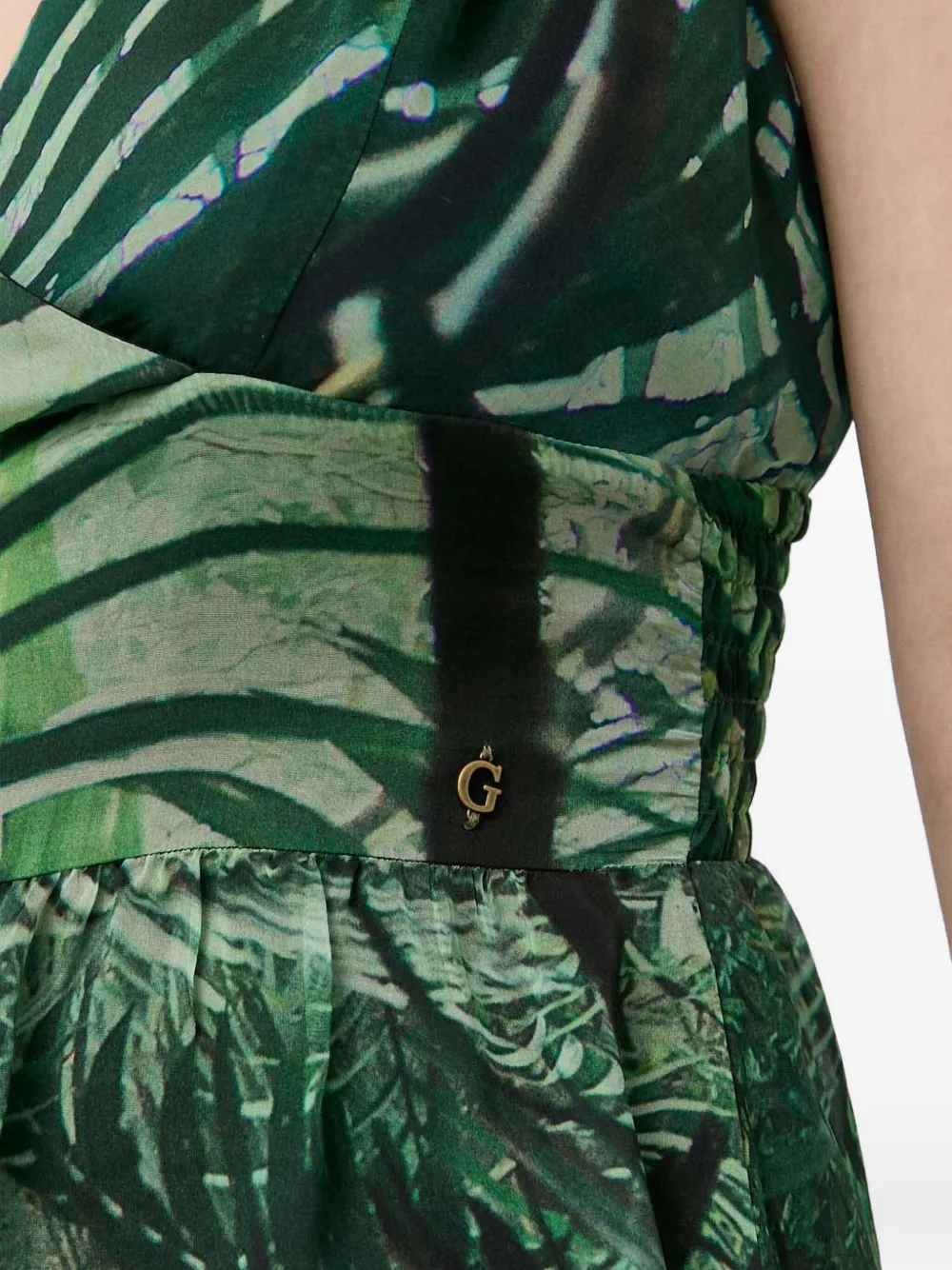 Guess Usa Tie-shoulder Print Top Blouse In Green
